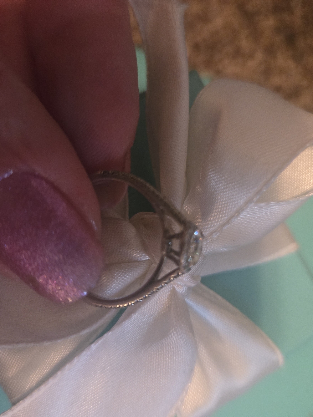 Tiffany & Co. Silver Solitaire Ring with Clear Stone and Delicate Band